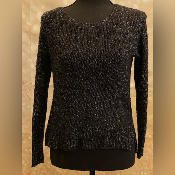 Apt 9 PXS Black with‎ Silver Metallic Accents and Sequin Sweater - Picture 1 of 5
